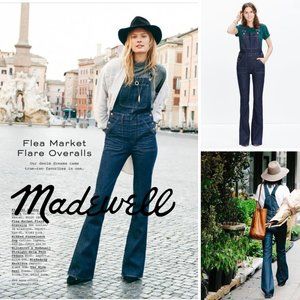 Dark Denim Rinse Flea Market Overalls Flare Leg